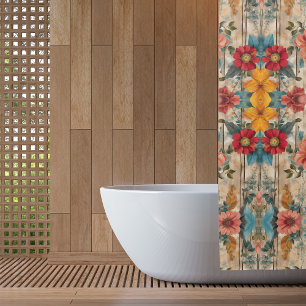 Colourful Rustic Flowers Shower Curtain