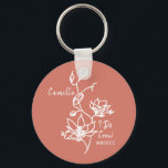 Colourful Rustic I Do Crew Bridesmaid Bridal Party Key Ring<br><div class="desc">Botanical floral against rustic burnt orange makes a standout bridesmaid gift for your bridal party.  Easily customise with name and event date of choice.  Gift keepsake for the bachelorette party,  bridal party,  maid of honour,  and more.</div>