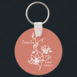 Colourful Rustic I Do Crew Bridesmaid Bridal Party Key Ring<br><div class="desc">Botanical floral against rustic burnt orange makes a standout bridesmaid gift for your bridal party.  Easily customise with name and event date of choice.  Gift keepsake for the bachelorette party,  bridal party,  maid of honour,  and more.</div>