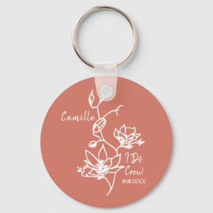 Colourful Rustic I Do Crew Bridesmaid Bridal Party Key Ring