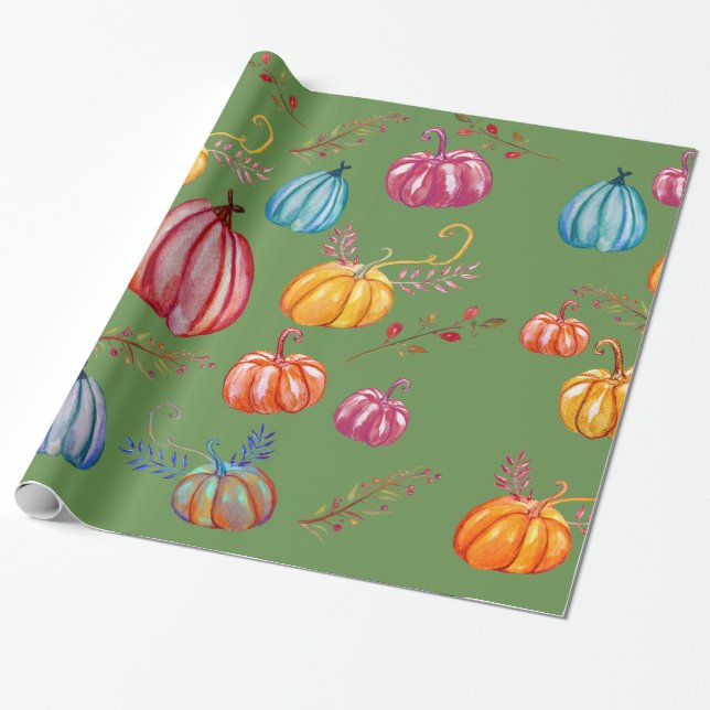 Colourful Rustic Squash Wrapping Paper (Unrolled)