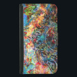 Colourful Rustic Vintage Floral Collage Samsung Galaxy S5 Wallet Case<br><div class="desc">Cool colourful rustic vintage floral collage with black swirls ornament accent.</div>