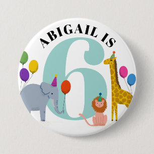 Colourful Safari Animals Birthday Name and Age 7.5 Cm Round Badge