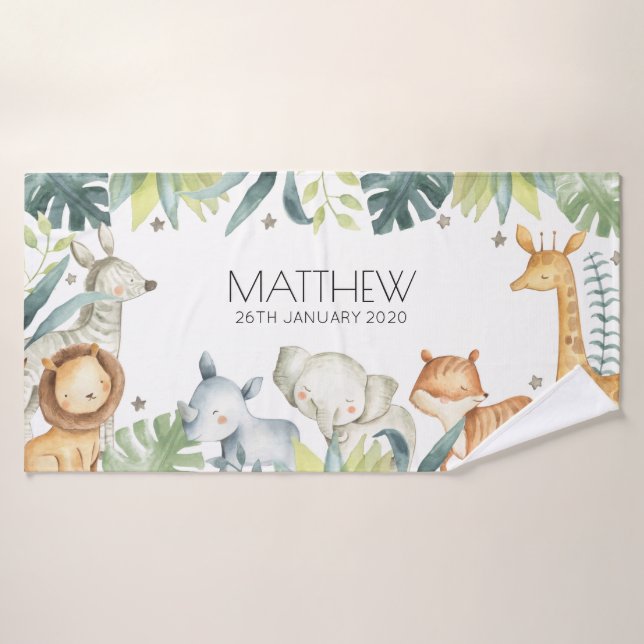 Colourful safari animals custom towel for kids (Bath Towel)