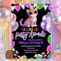 Colourful Safari Cheetah Birthday Invitation
