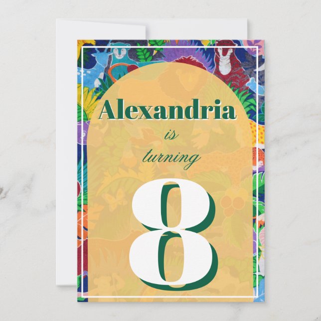 Colourful Safari Theme Birthday Busy Invitation (Front)