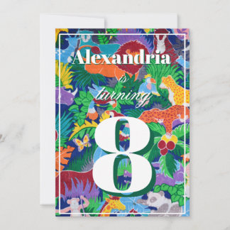 Colourful Safari Theme Birthday Busy Invitation