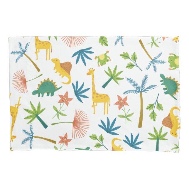 Colourful safari wild one animals nursery zoo baby pillowcase (Front)