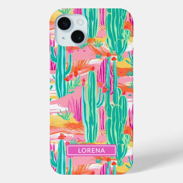 Colourful Saguaro Cacti Personalised Case-Mate iPhone Case (Back)