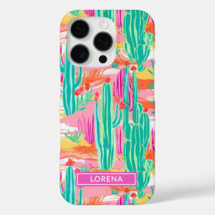 Colourful Saguaro Cacti Personalised iPhone 16 Pro Case