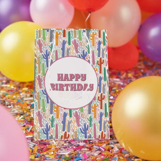 Colourful Saguaro Cactus Art Pattern Medium Gift Bag