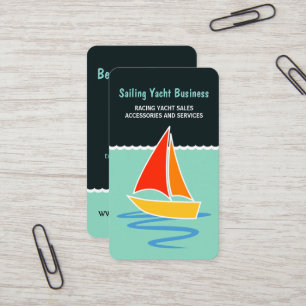 Colourful Sail Yacht Sailing Boat Vertical Boating Business Card