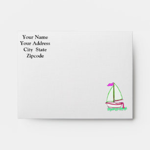 Colourful Sailboat 2 Note Card Envelope