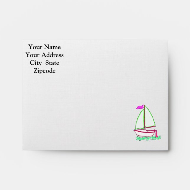 Colourful Sailboat 2 Note Card Envelope (Front)
