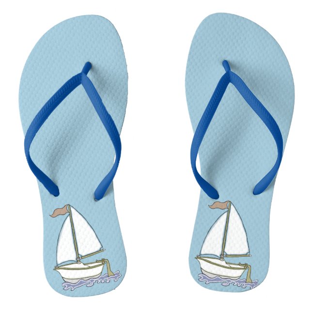 Colourful Sailboat 3 Flip Flops (Footbed)