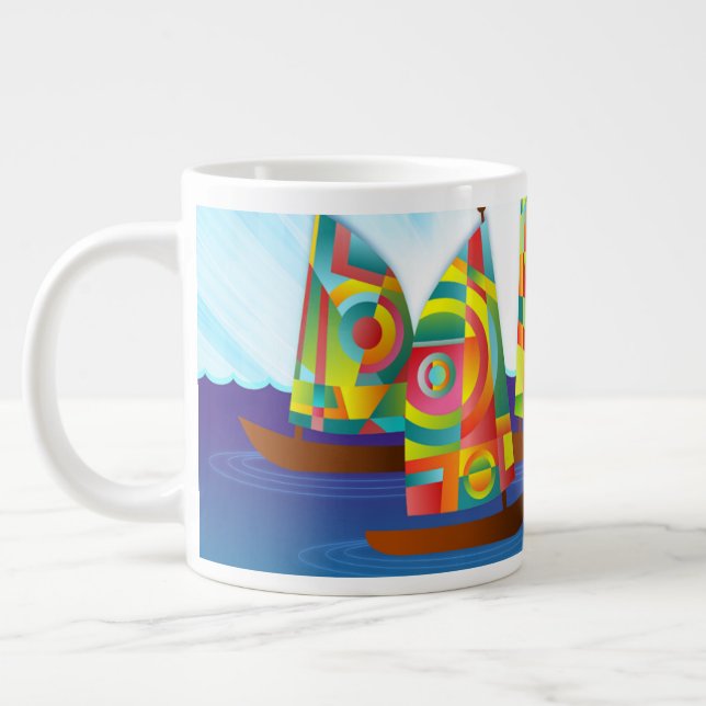 Colourful Sailboat Coffee Mug (Left)
