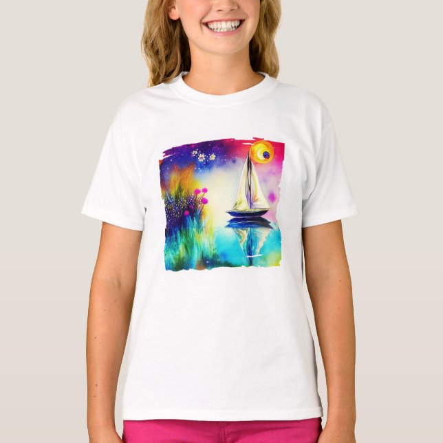 Colourful sailboat  T-Shirt (Front)