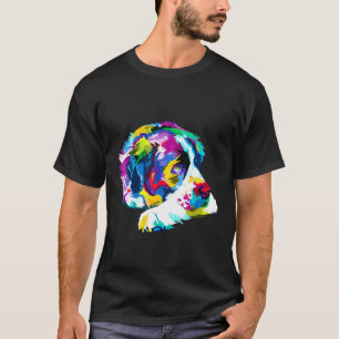 Colourful Saint Bernard Cute Geometric Dog Pop Art T-Shirt