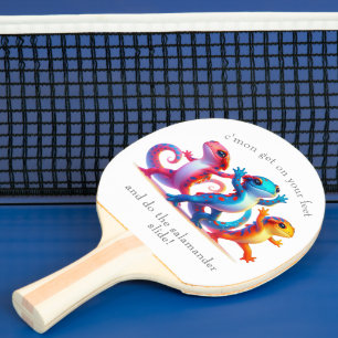 Colourful Salamanders do the Salamander Slide Ping Pong Paddle