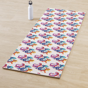 Colourful Salamanders do the Salamander Slide Yoga Mat