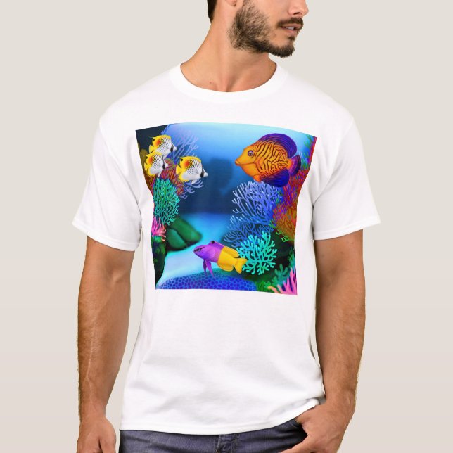 Colourful Saltwater Reef Aquarium Fish T-Shirt (Front)