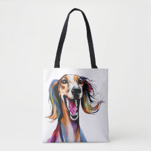 Colourful Saluki - Cute Dog Art  Tote Bag