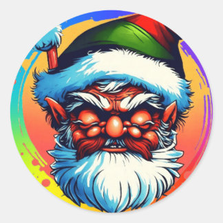 Colourful Santa-claus cartoon illustration Classic Round Sticker