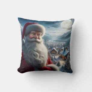 Colourful Santa Claus Resting Before Continuing on Cushion