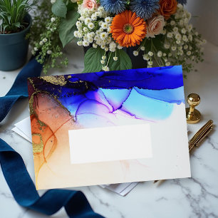 Colourful Sapphire Blue Return Address Wedding Envelope
