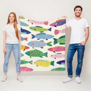 Colourful Sardines Seamless Pattern (1) Fleece Blanket