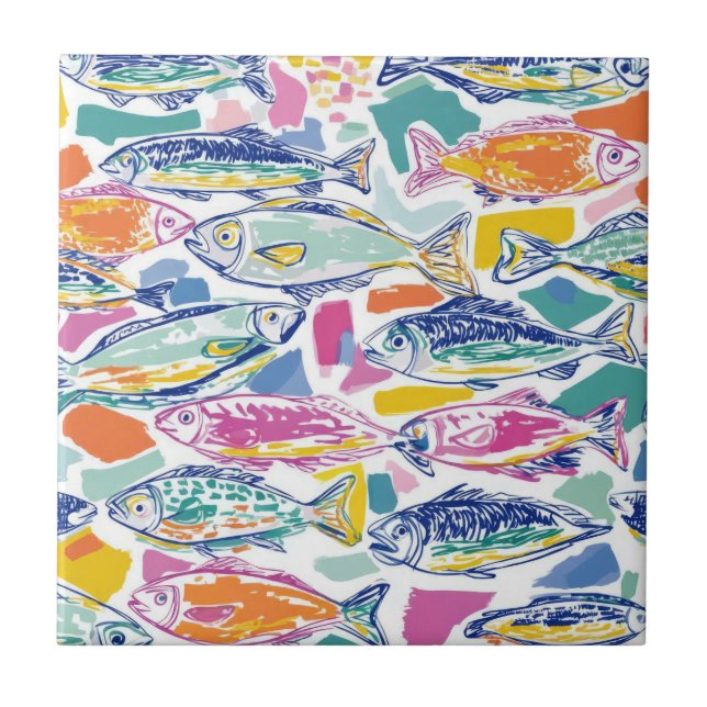 Colourful Sardines Seamless Pattern (2) Tile (Front)
