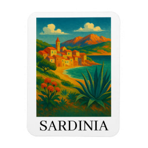 Colourful Sardinia Italy Vintage Travel Art Magnet