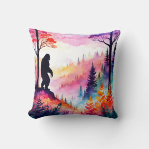 Colourful Sasquatch on Ridge overlooking the fores Cushion