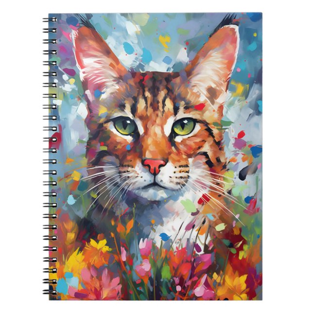 Colourful Savannah cat Notebook (Front)
