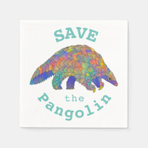 Colourful Save Pangolin Endangered Animal Green Napkin