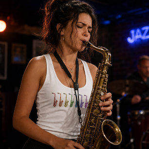 Colourful Saxophone Lineup Design Singlet