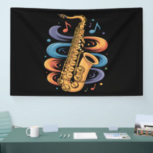 Colourful Saxophone Music Flow Jazz Instrument Banner