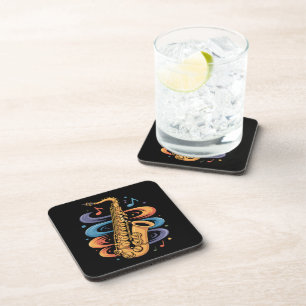 Colourful Saxophone Music Flow Jazz Instrument Coaster