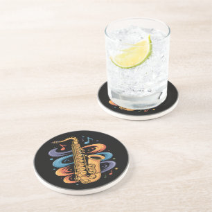 Colourful Saxophone Music Flow Jazz Instrument Coaster
