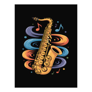 Colourful Saxophone Music Flow Jazz Instrument Photo Print
