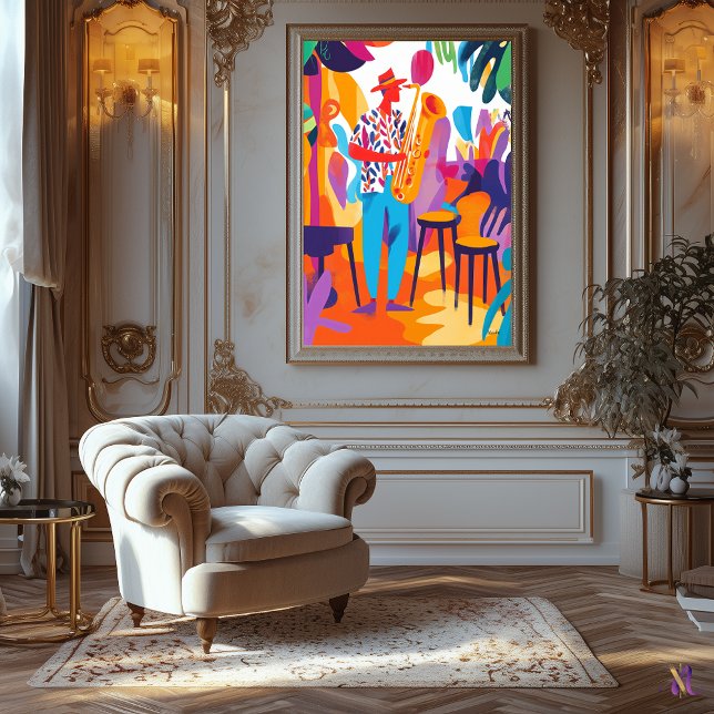 Colourful Saxophone Player in Fauvist Style Canvas Print (Creator Uploaded)