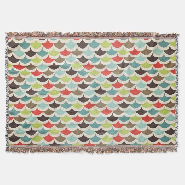 Colourful Scalloped Pattern Throw Blanket (Front)