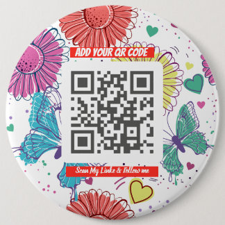 Colourful Scan Me QR 6 Cm Round Badge