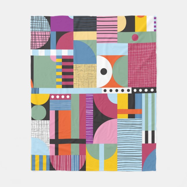 Colourful Scandinavian: Cheerful Pattern Mix. Fleece Blanket (Front)
