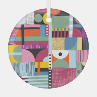 Colourful Scandinavian: Cheerful Pattern Mix. Glass Tree Decoration