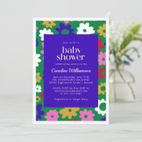 Colourful Scandinavian Flower Green Baby Shower