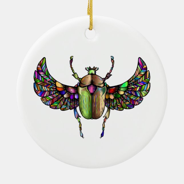 Colourful scarab ceramic tree decoration (Back)