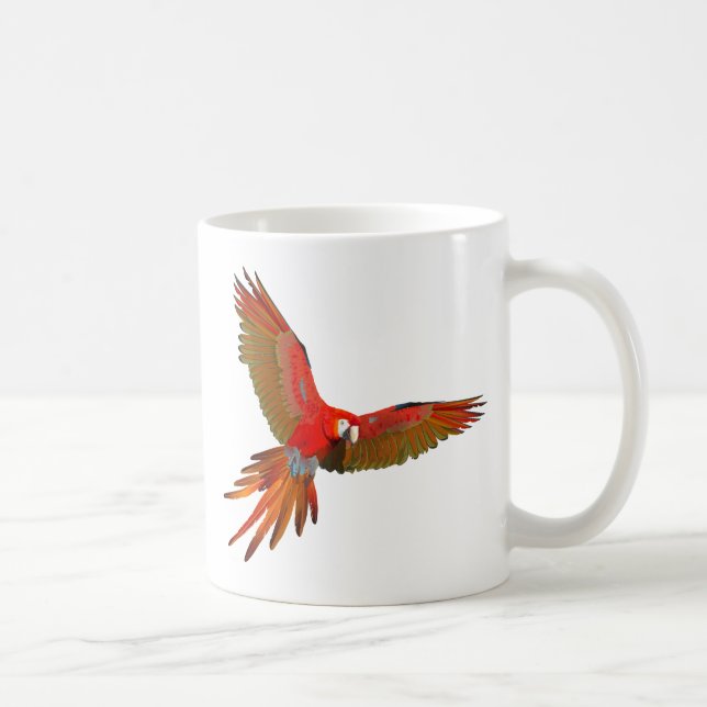 Colourful Scarlet macaw fly art Coffee Mug (Right)