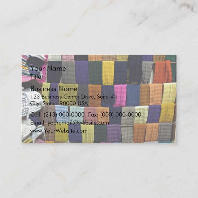 Colourful scarves on display business card (Front)