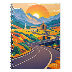 Colourful Scenic travel adventures on winding road Notebook